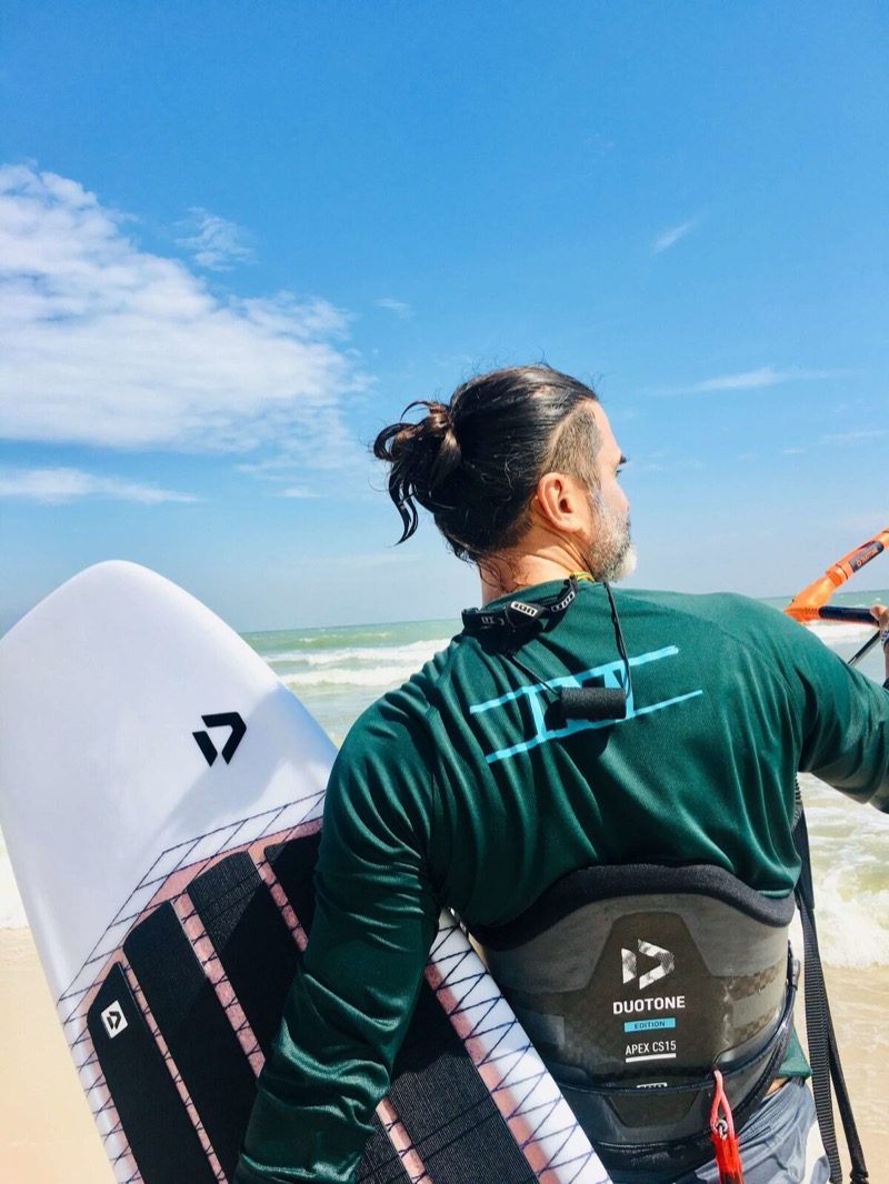 Hua Hin kitesurfing beach with palm trees